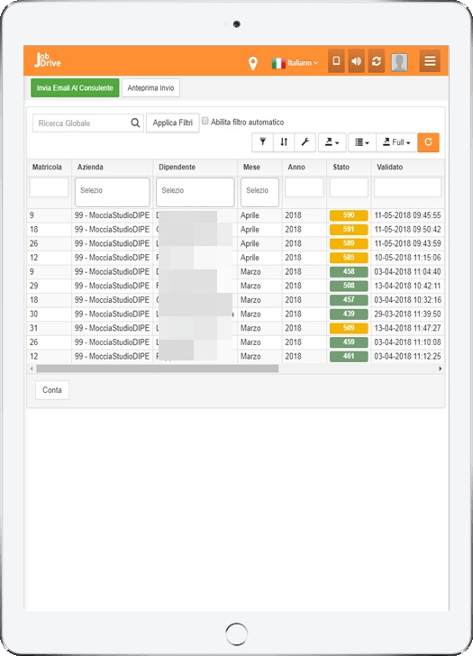 amministrazione del personale su ipad